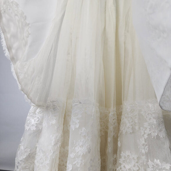 Vintage 60s White Beaded Lace Skirt Wedding Gown Size XS - Picture 8 of 12
